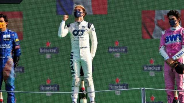 Formula 1, Gp d'Italia: Sainz (a sinistra) Gasly (al centro) e Stroll (a destra).