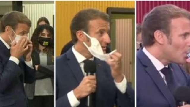 Le Pr&eacute;sident, pris d'une quinte de toux, a &eacute;t&eacute; contraint de retirer son masque en plein discours, source : Montage capture