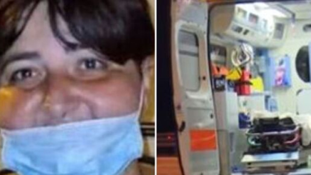 Rosa, Muore in una roulotte senza riscaldamenti a 44 anni (foto tratta da Facebook) e un'immagine d'archivio di un'ambulanza.