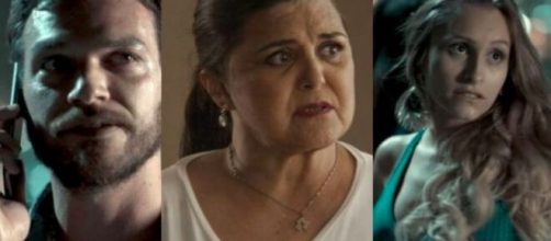 Rubinho, Aurora e Carine em 'A For&ccedil;a do Querer'. (Foto: Montagem/Globo).