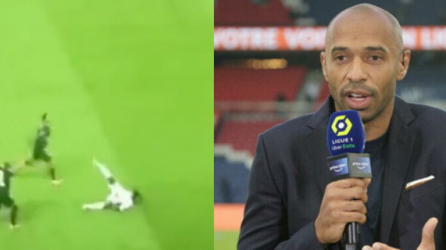 Thierry Henry en forme lors du match entre le PSG et Angers. (cr&eacute;dit Twitter)