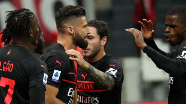 Giroud a segno nel gol vittoria. Milan - Torino 1 - 0