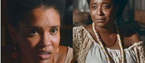 Zayla e C&acirc;ndido em 'Nos Tempos do Imperador' (Fotomontagem/Reprodu&ccedil;&atilde;o/TV Globo)