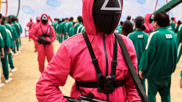 Frame tratto da una scena di Squid Game.