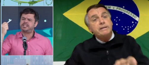 Bolsonaro deixa entrevista ap&oacute;s confus&atilde;o entre Andr&eacute; Marinho e Adrilles Jorge (Fotomontagem/Reprodu&ccedil;&atilde;o)