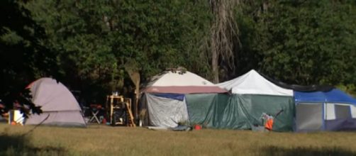 Homeless camp near Seattle's Green Lake has neighbors concerned (Image source: King 5/YouTube)