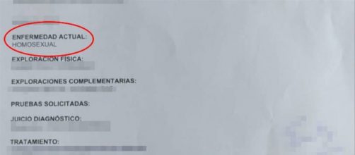 Diagn&oacute;stico de la joven en el que se refleja la homosexualidad como enfermedad (RRSS)