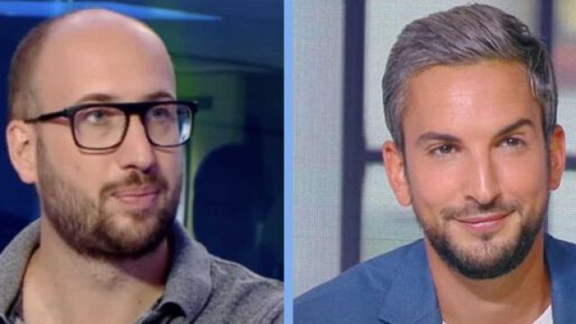 Mathieu Gr&eacute;goire d&eacute;zingue 'le mytho' Thibaud V&eacute;zirian (capture YouTube et montage photo)