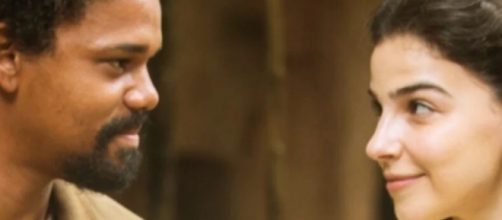 Samuel e Pilar em 'Nos Tempos'. (Reprodu&ccedil;&atilde;o/TV Globo)