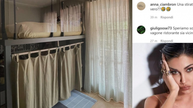 Belen Rodriguez e la cameretta di Santiago.