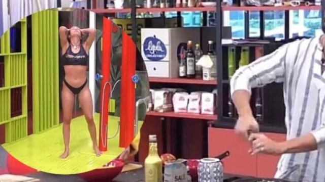 GF vip, Alex commenta la doccia di Soleil.