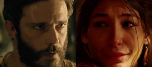 Jud&aacute; e Tamar em 'G&ecirc;nesis' (Fotomontagem/Reprodu&ccedil;&atilde;o/Record TV)