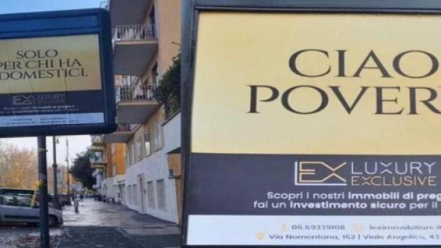 "Ciao povery", la campagna pubblicitaria di un'agenzia immobiliare romana che sta facendo discutere.