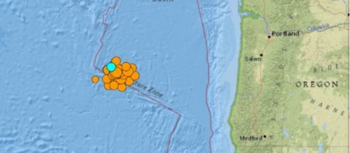 Multiple earthquakes strikes off Oregon coast (Image source: USGS)