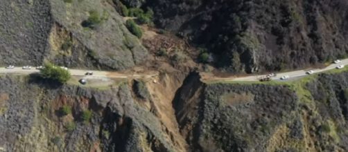 California storm: Drone footage shows collapse of Highway 1 near Big Sur. [&copy;San Francisco Chronicle YouTube video]