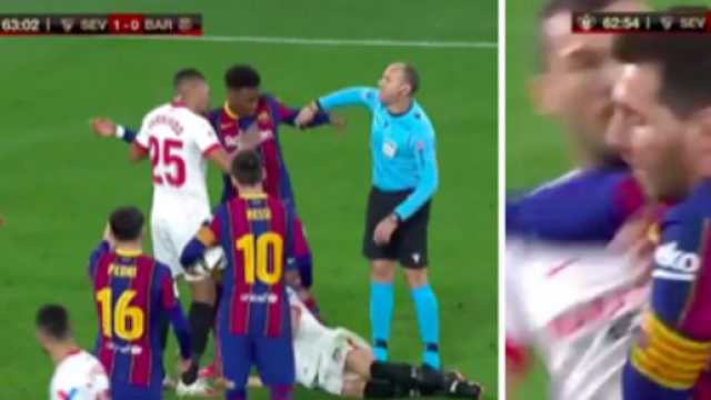 Le violent coup de coude de Messi fait le buzz - &copy; capture d'&eacute;cran vid&eacute;o Twitter
