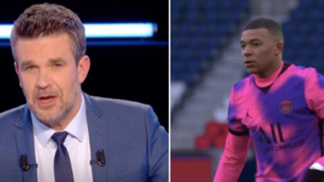PSG: Herv&eacute; Mathoux d&eacute;truit le 'maillot mandarin'.&copy;photo montage capture vid&eacute;o Canal Plus