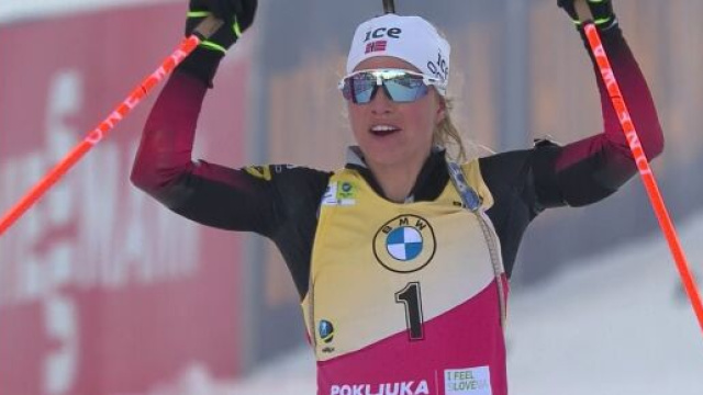 La Echkoff festeggia al traguardo.