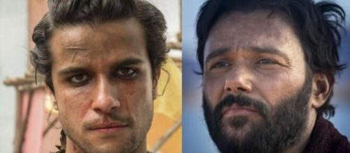 Ter&aacute; e Lugali em "G&ecirc;nesis". (Foto: Montagem/RecordTV).