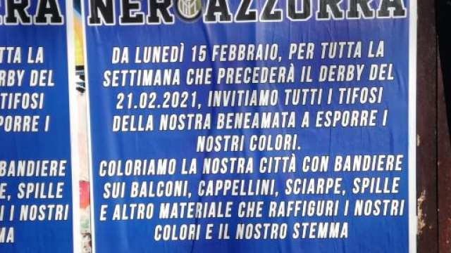 La Curva Nord si prepara al derby di Milano tappezzando la citt&agrave; di manifesti.