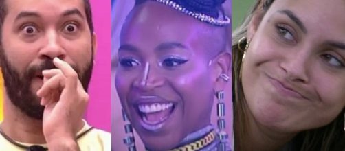 Gilberto, Karol e Sarah no 'BBB21'. (Fotomontagem)