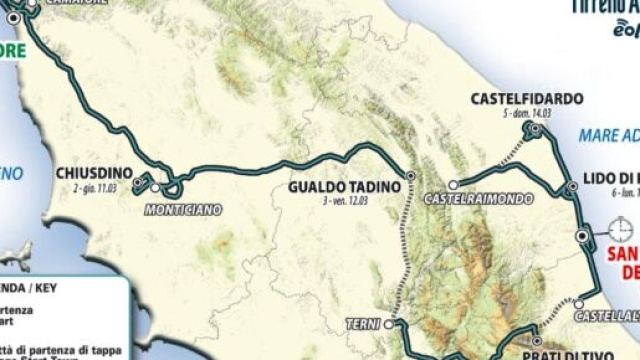 Il percorso della Tirreno - Adriatico 2021.