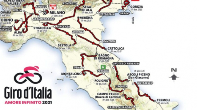 Il percorso del Giro d'Italia 2021