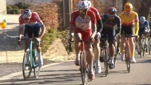 L'attacco di Mathieu Van der Poel alla Kuurne-Bruxelles-Kuurne.