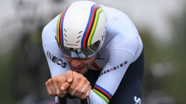 Il campione del mondo a cronometro Filippo Ganna.