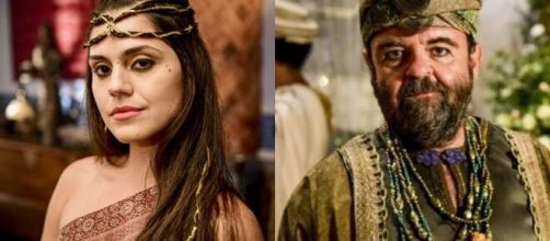 Shakia e Oquedi em 'G&ecirc;nesis' (Fotomontagem/Reprodu&ccedil;&atilde;o/Record TV)