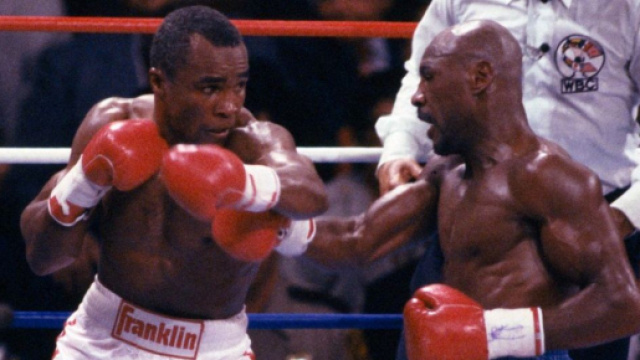 Sugar Ray Leonard vs Marvin Hagler, match combattuto a Las Vegas il 6 aprile 1987.