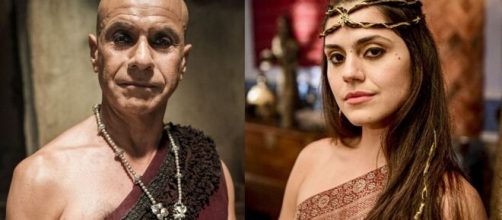 Enkiru e Shakia em 'G&ecirc;nesis'. (Fotomontagem/Reprodu&ccedil;&atilde;o/Record TV)