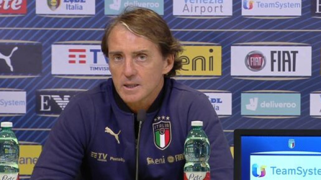 Roberto Mancini ct dell'Italia in conferenza stampa.