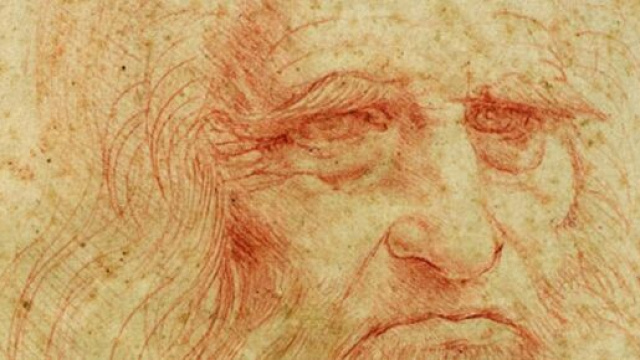 Un dettaglio dell'autoritratto di Leonardo da Vinci.