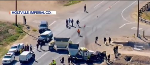 13 dead after SUV with 25 occupants collides with big rig near U.S.-Mexico border (Image source KTLA 5/YouTube)