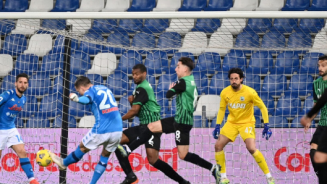 Sassuolo-Napoli 3-3:il gol di Zielinski.