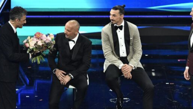 Sinisa Mihajlovic e Zlatan Ibrahimovic, ieri sera sul paco di Sanremo
