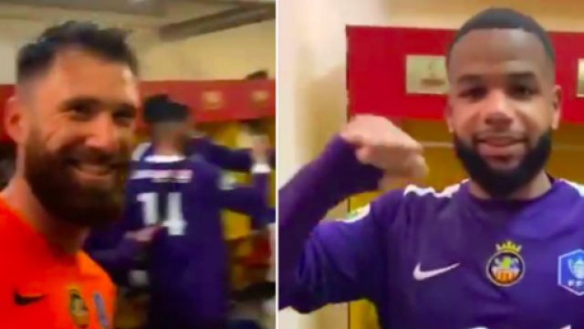 Les joueurs de Canet r&eacute;galent dans les vestiaires - Photo captures d'&eacute;cran vid&eacute;o Twitter