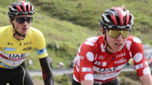 Tadej Pogačar e Brandon McNulty al Giro dei Paesi Baschi.