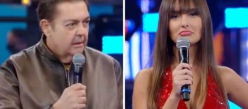 Faust&atilde;o deixou Tha&iacute;s constrangida ao mostrar cena do edredom com Fiuk no 'BBB21'. (Fotomontagem)