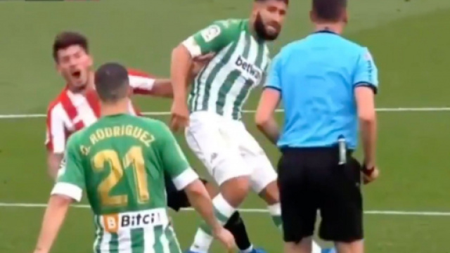 Fekir coupable d'un mauvais geste contre Bilbao. (cr&eacute;dit : capture d'&eacute;cran BeIN Sports)