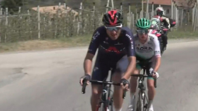 Gianni Moscon sulla salita di Tarres al Tour of the Alps