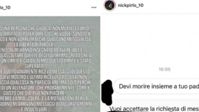 Le fils d&rsquo;Andrea Pirlo re&ccedil;oit des menaces de mort presque tous les jours (Source : Instagram Nicolo Pirlo)