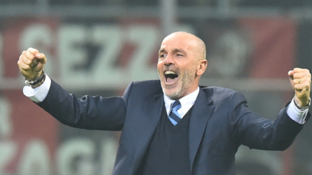 Un'esultanza di Stefano Pioli.