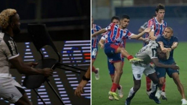 Bagarre entre le Cear&aacute; SC et Bahia - Screenshot compte Twitter @VaronOlmos