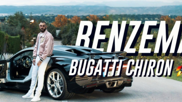 Karim Benzema qui pose devant sa derni&egrave;re Bugatti Chiron - Source : Capture d'&eacute;cran Vimeo