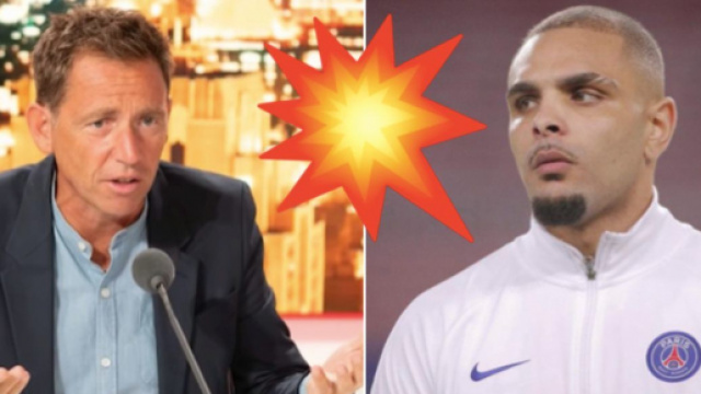 Layvin Kurzawa au coeur d'un clash avec Daniel Riolo. (photo capture d'&eacute;cran vid&eacute;o youtube, Instagram Kurzawa et emoji)