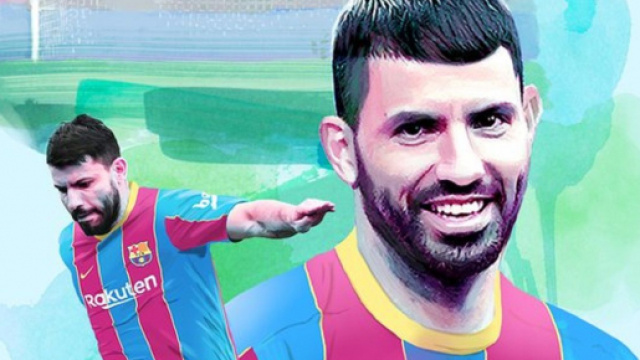 La signature du contrat de Sergio Agu&euml;ro avec le FC Barcelone (Photo : FC Barcelona)