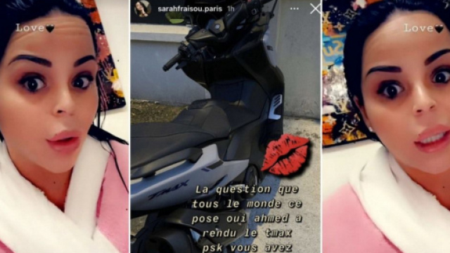 Apr&egrave;s son divorce, Ahmed a-t-il gard&eacute; le scooter TMAX offert par Sarah Fraisou ? Elle r&eacute;pond enfin &agrave; la question.