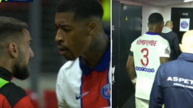 Presnel Kimpembe a insult&eacute; les Rennais apr&egrave;s sa sortie sur expulsion. (capture match Canal+ Rennes vs PSG)
